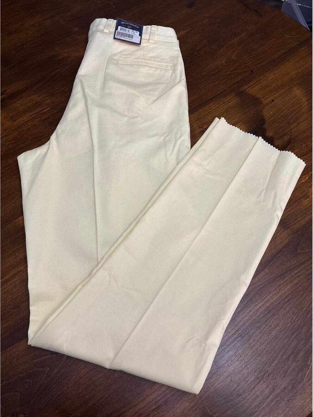 NWT Men’s Bills Khakis 100% Cotton Light Yellow Pleated Dress Pants Size 38